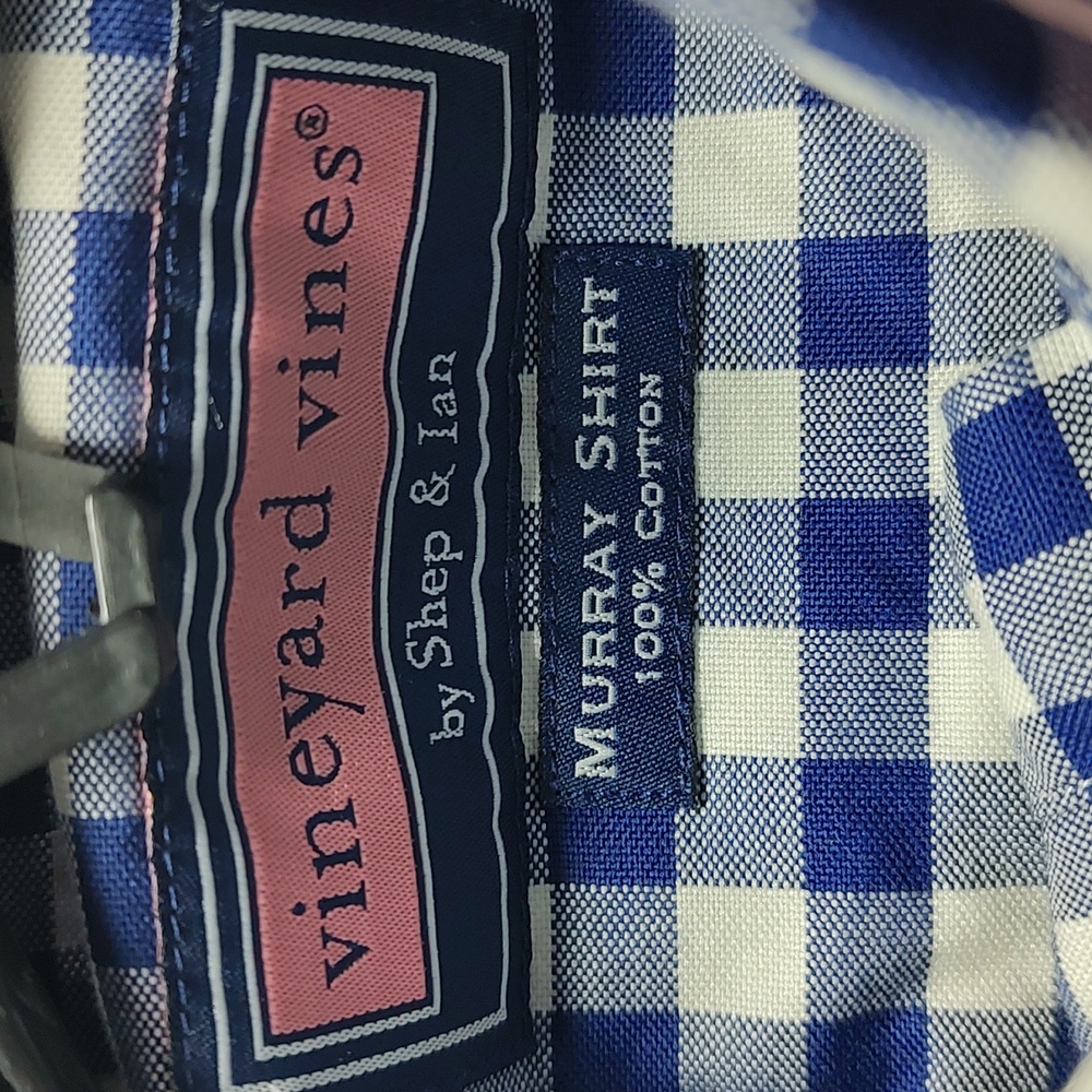 Vineyard Vines Classic Fit Murray Blue Checker Long Sleeve Button Up - Small NWT - Picture 8 of 8